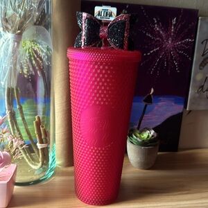 Brand New Starbucks 2023 Ruby Hot Pink Soft Touch Studded Tumbler 24 oz
